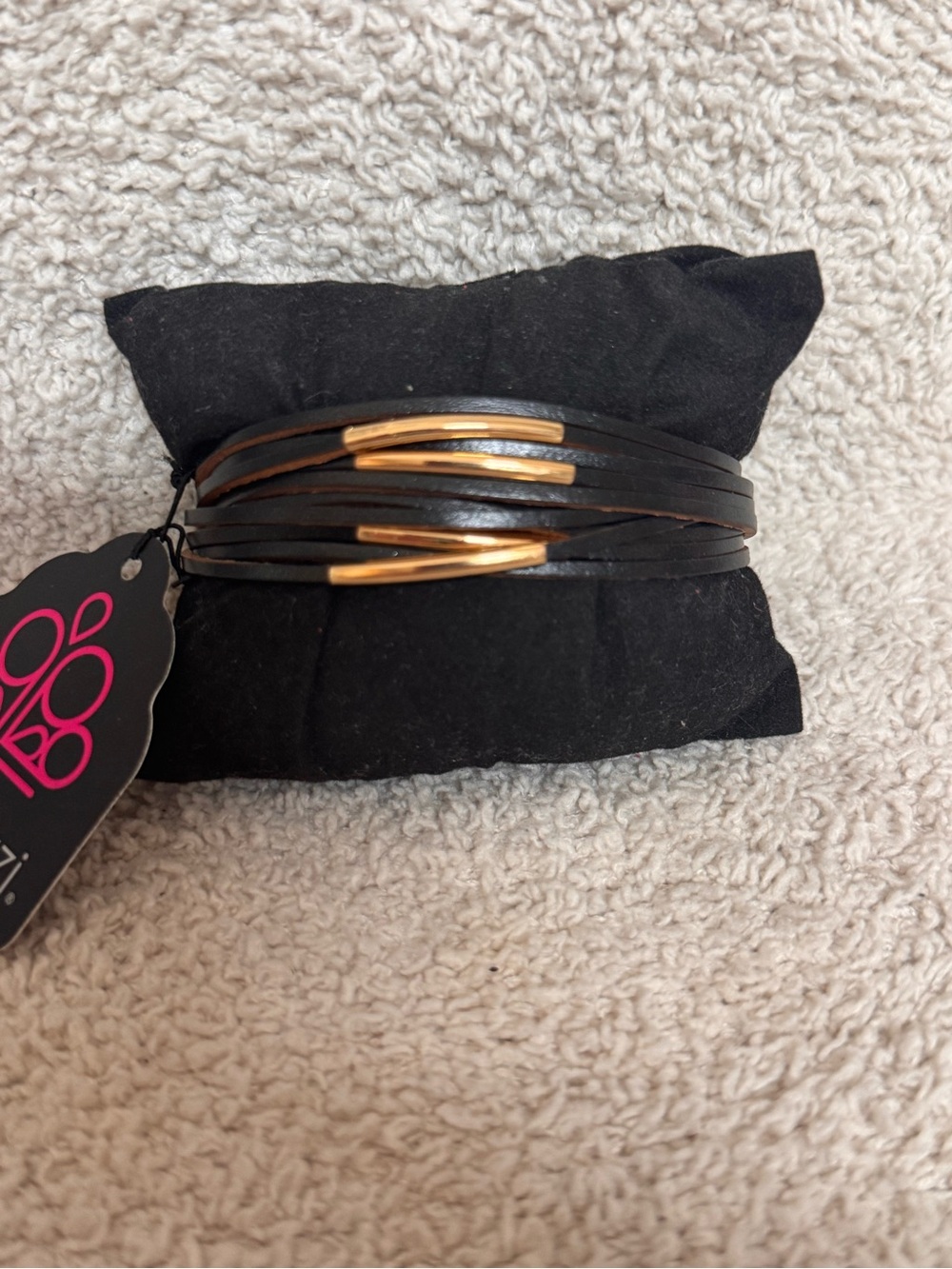 Paparazzi Black Wrap Bracelet with Gold Accents